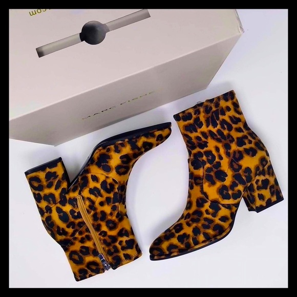 Marc Fisher Shoes - MARC FISHER Leopard Leave2 Block Heel Stretch Bootie
